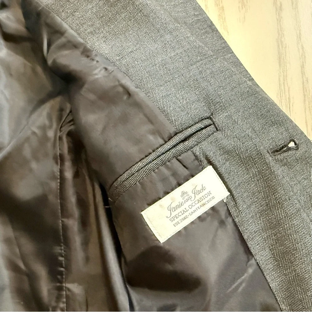 Janie and Jack Toddler Boys Size‎ 3T Gray Wool Herringbone Blazer Formal Jacket
